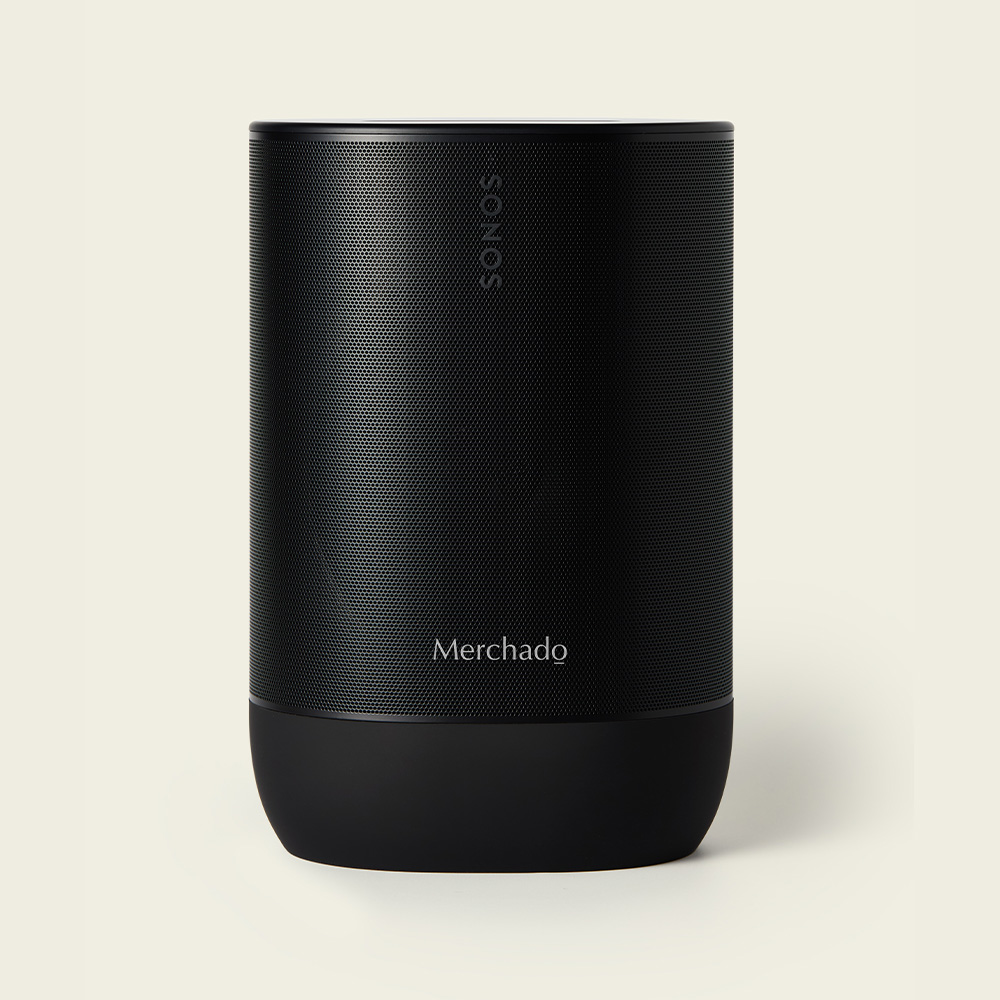 Zwarte Sonos Move 2 gepersonaliseerd met eigen logo